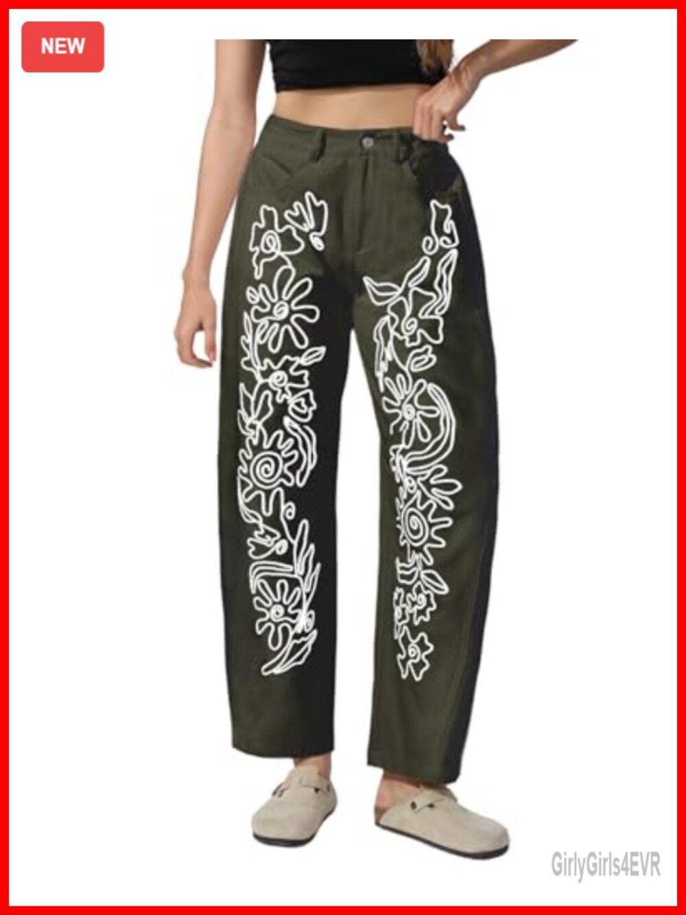 Embroidered Jeans Women Baggy Boyfriend Barrel Leg Horseshoe Vintage Mid Rise
